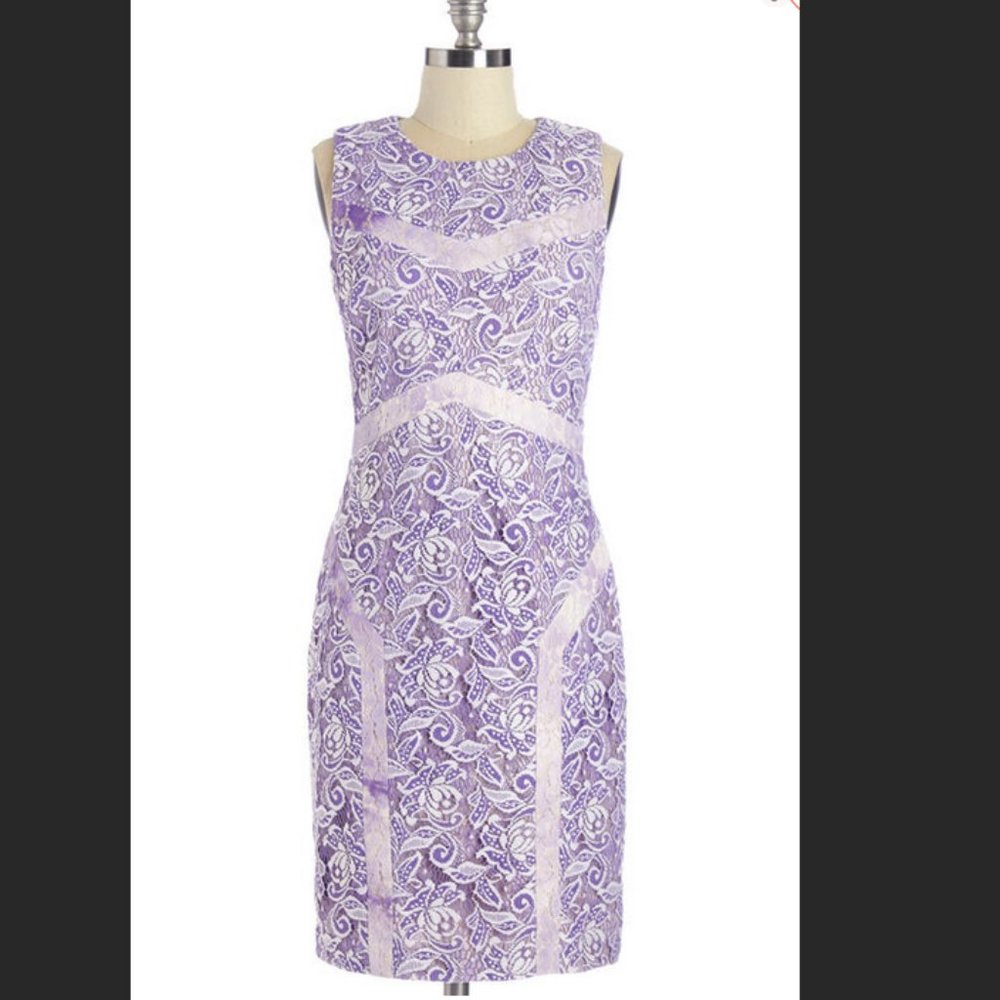 Lilac patterned sheath dress